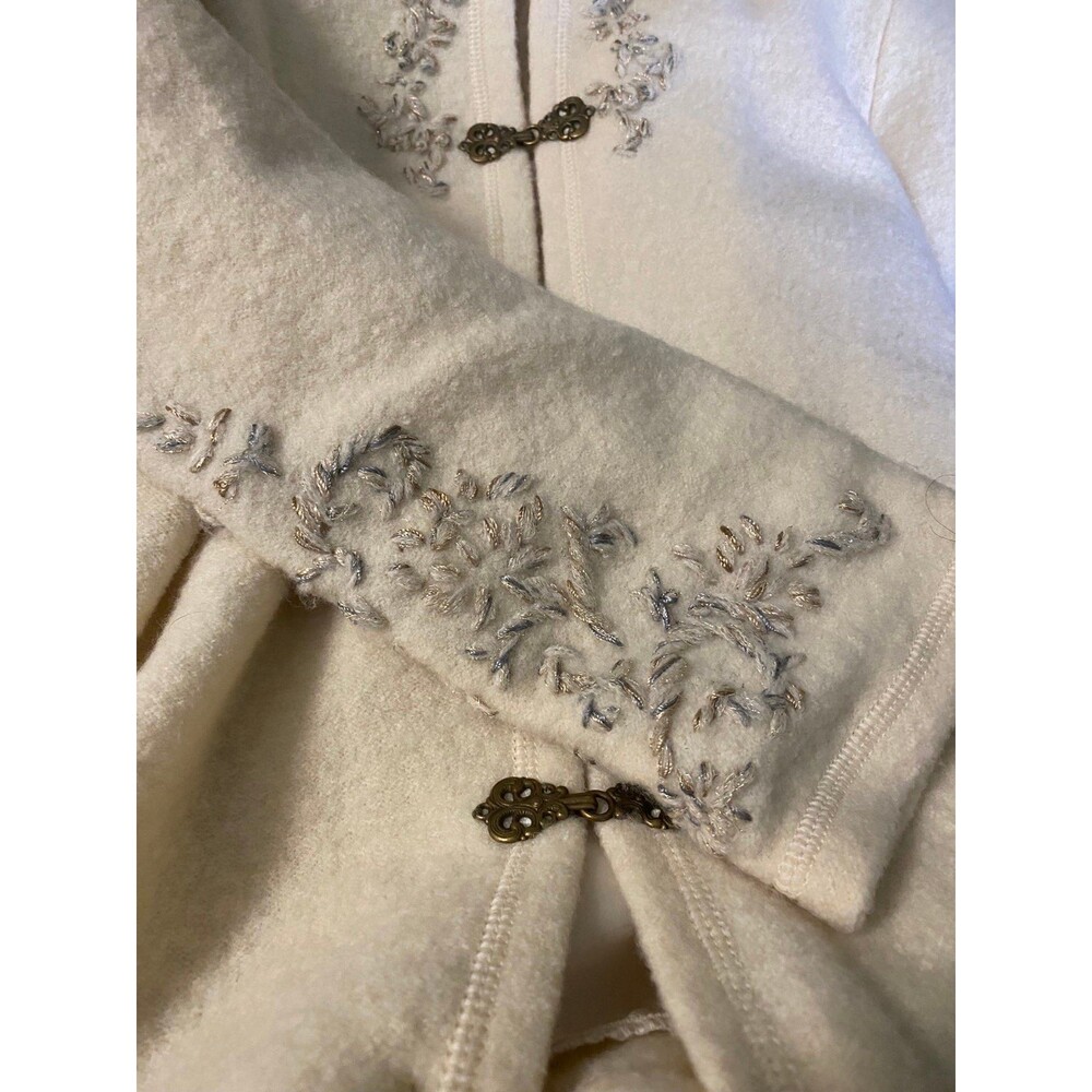 Coldwster Creek Wool Sz Med Embroidered Women Vtg Cardigan/Jacket Clasp Closure - Picture 9 of 11